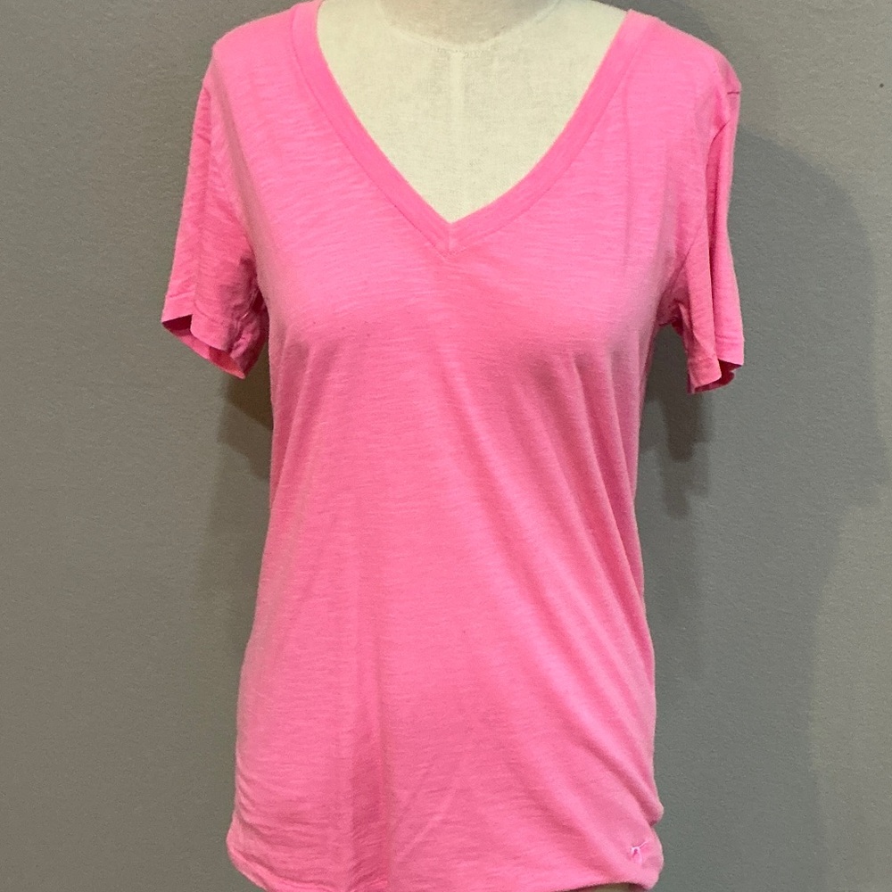 PINK Victoria's Secret Bright Pink V-Neck Tee